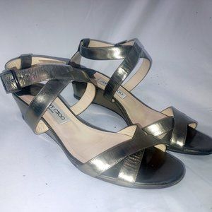 Jimmy Choo Womens Bronze Open Toe Wedge Heel Strappy Sandals Size US 9 - 9.5